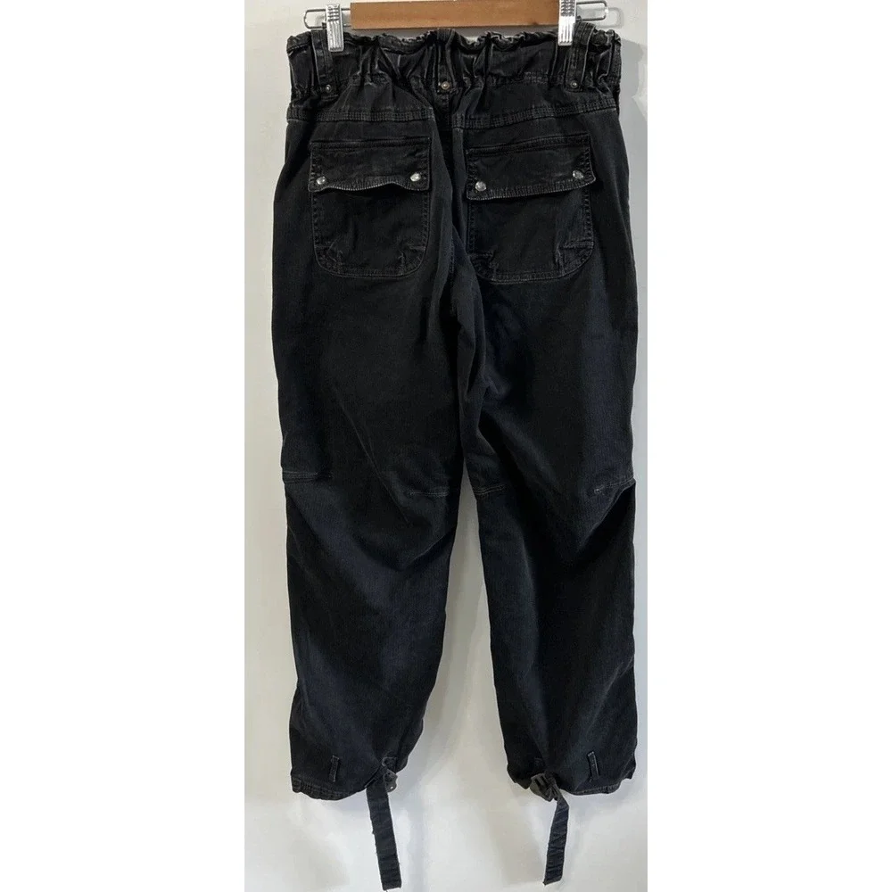 Free People Can't Compare Slouch Cargo Pants Zipper Pockets Black Small Y2K